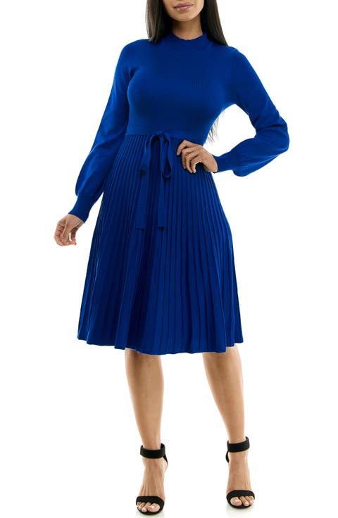 Tie Waist Fit & Flare Sweater Dress