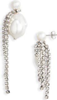 COMPLETEDWORKS Faux Pearl & Rhinestone Drop Earrings