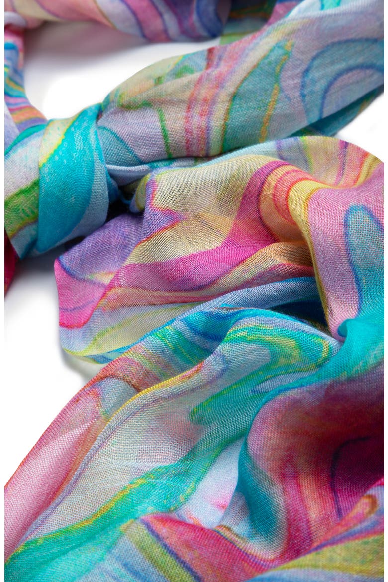 Abstract Swirl Scarf, Alternate, color, PINK MULTI
