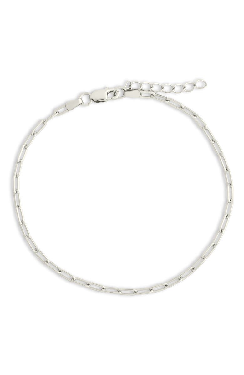 Sterling Forever Dainty Paper Clip Chain Bracelet, Main, color, Silver