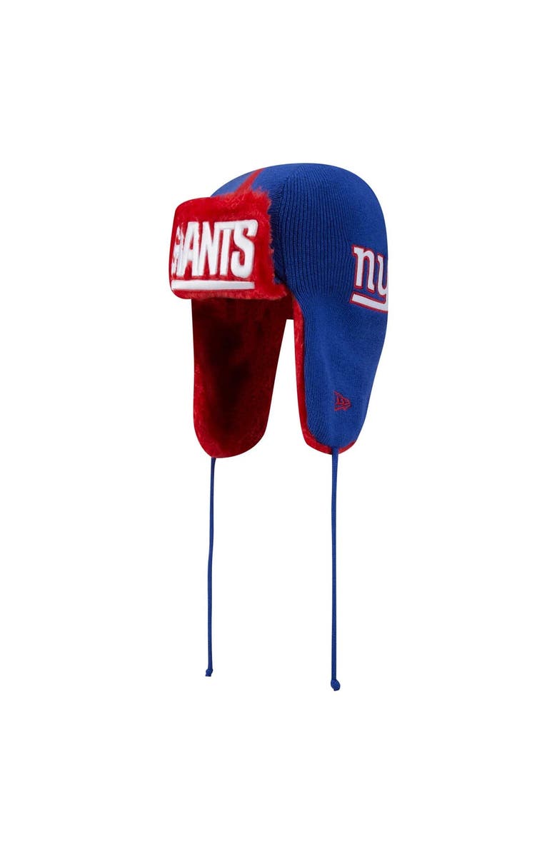 New Era Men's New Era Royal New York Giants Helmet Head Trapper Knit Hat, Main, color, Royal