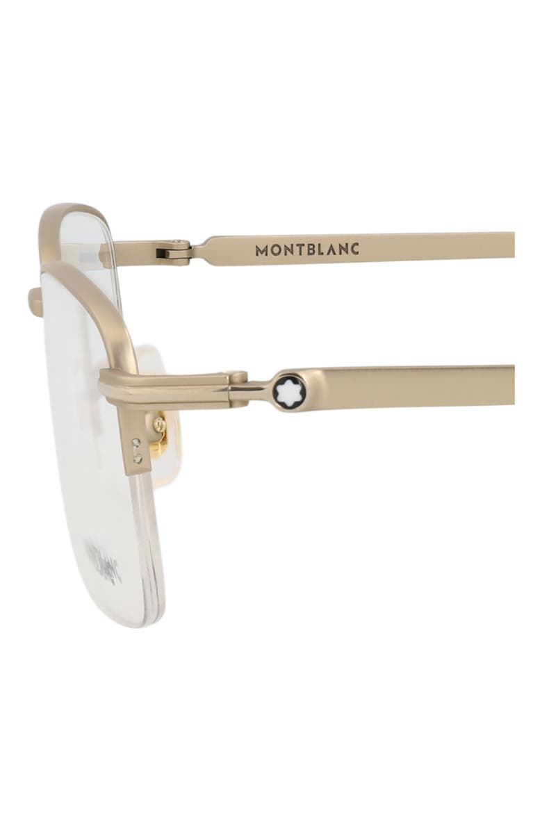 Montblanc 54mm Square Optical Glasses, Alternate, color, Gold Transparent