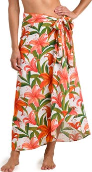 La Blanca Jungle Blossoms Rickrack Trim Cover-Up Wrap Skirt