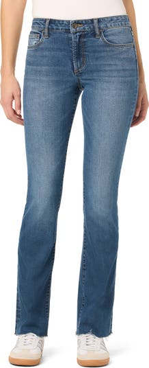 Raw Hem Mid Rise Bootcut Jeans