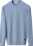 Eton Rib Knit Cotton Crewneck Sweater