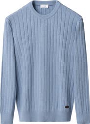 Eton Rib Knit Cotton Crewneck Sweater