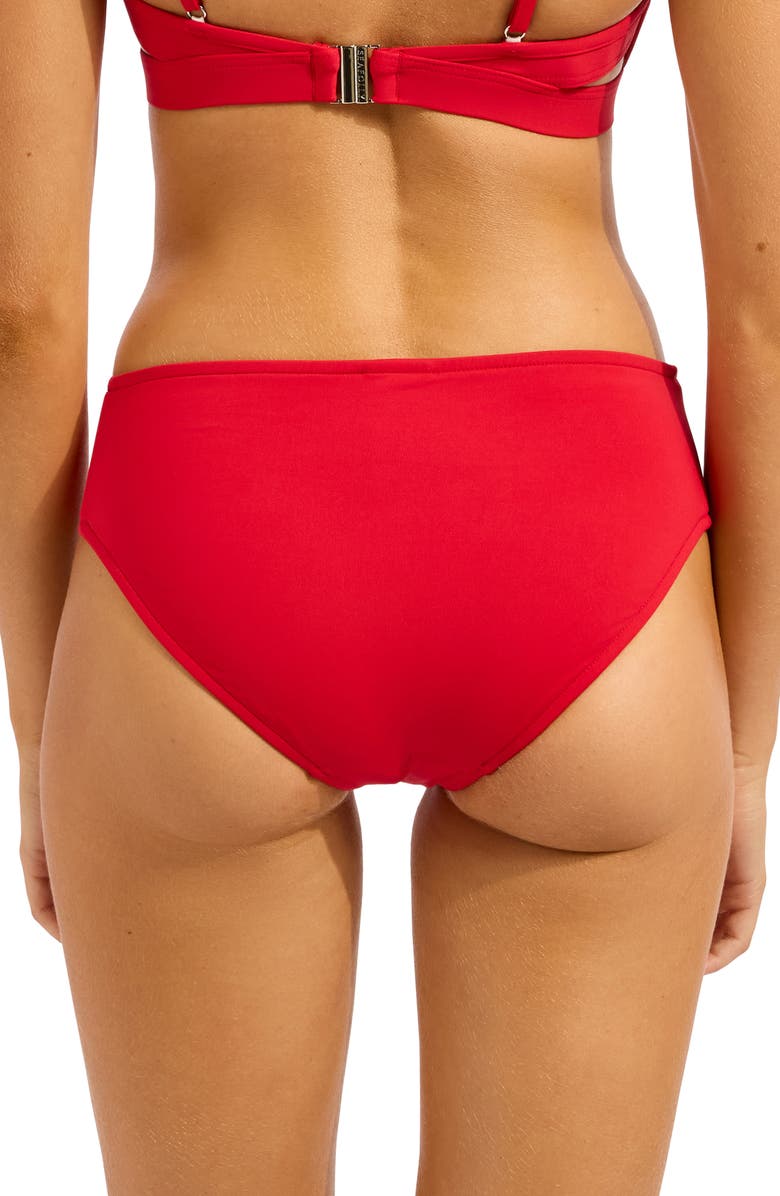 Seafolly Collective Multi Strap Hipster Bikini Bottoms, Alternate, color, Cosmo Red