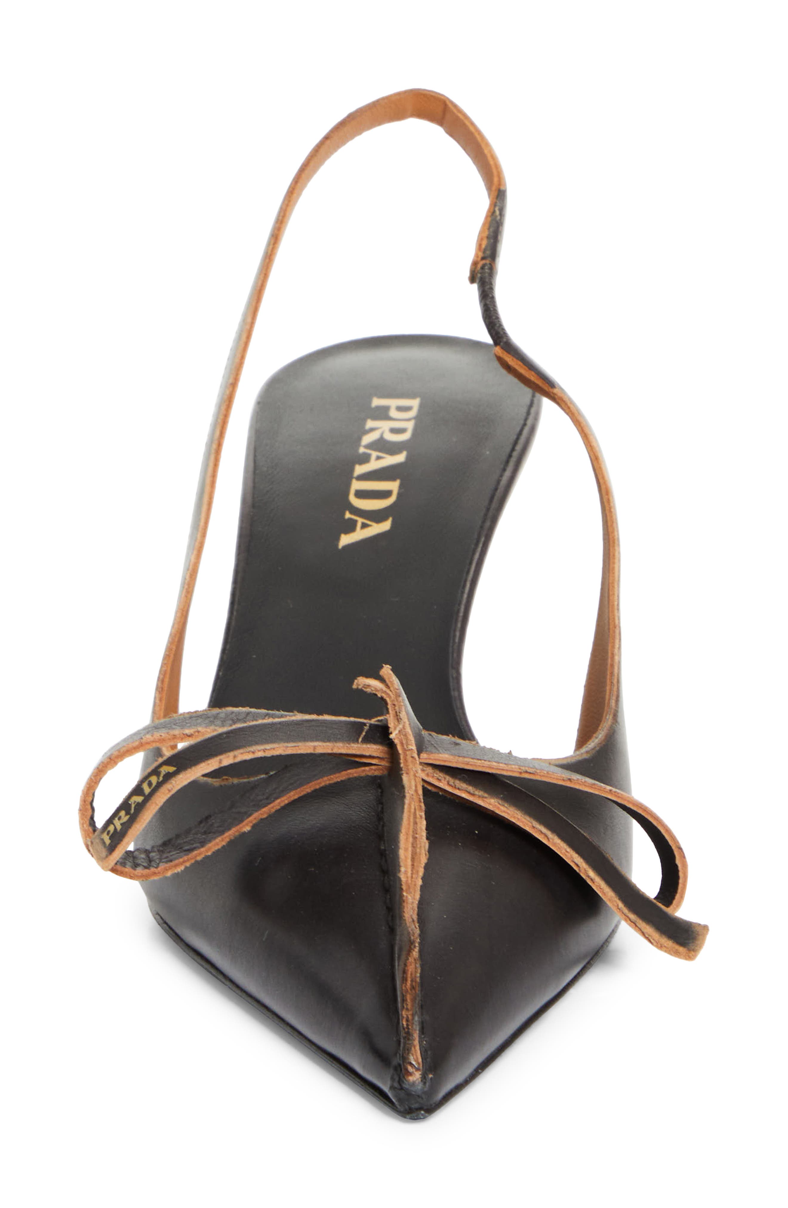 Prada Exposed Seam Slingback Pump, Alternate, color, Nero Cuoio