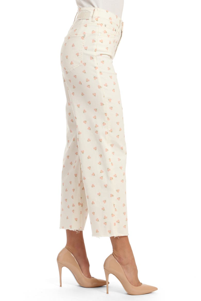 Barcelona High Waist Raw Hem Wide Leg Jeans, Alternate, color, MICRO FLOWERS STR