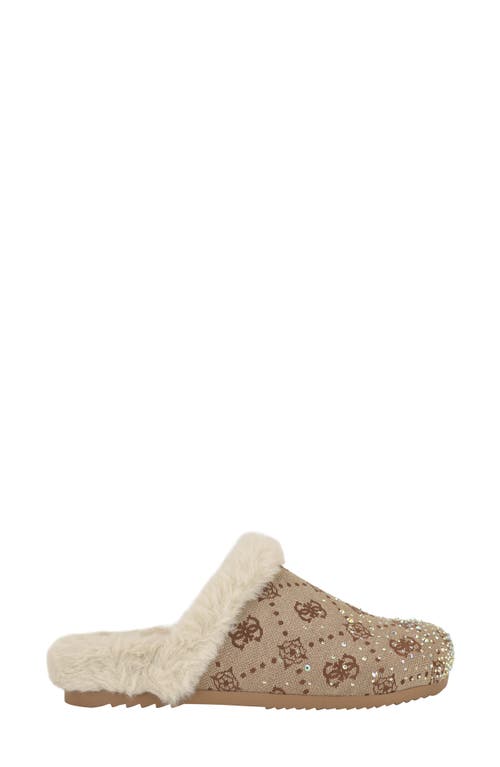 Guess Women's Gascona Embellished Cozy Slip-on Logo Clogs In Brown