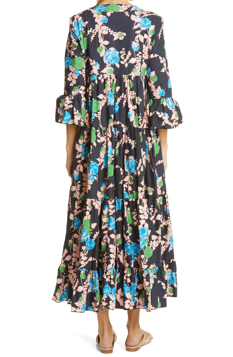 La DoubleJ Floral Tiered Ruffle Cotton Dress, Alternate, color, 