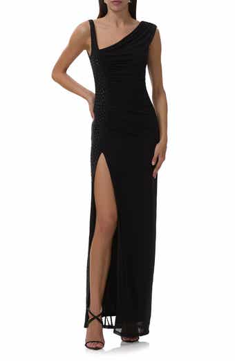 AFRM Becky Rhinestone Shirred Cocktail Dress