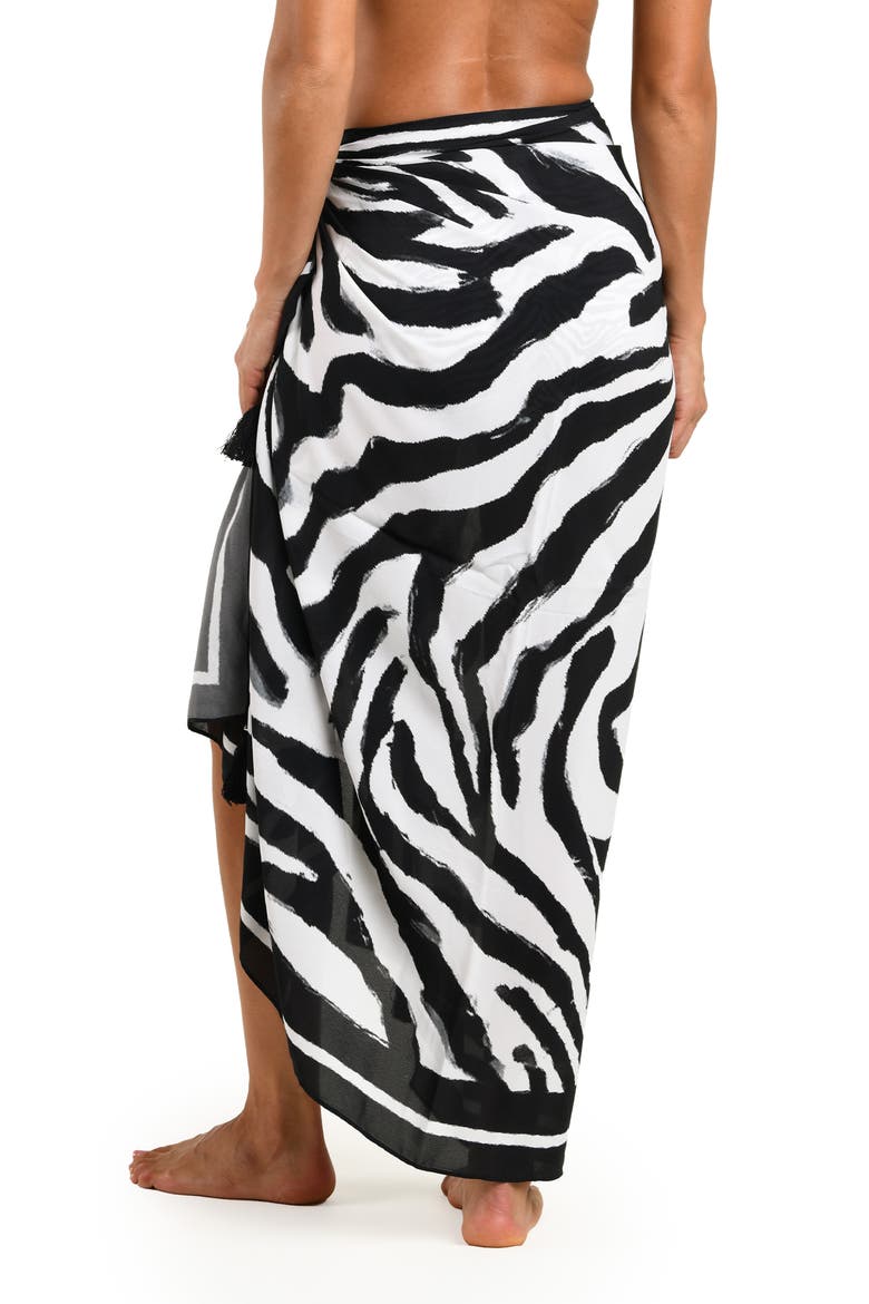 Maribel Zebra Print Sarong, Alternate, color, BLACK