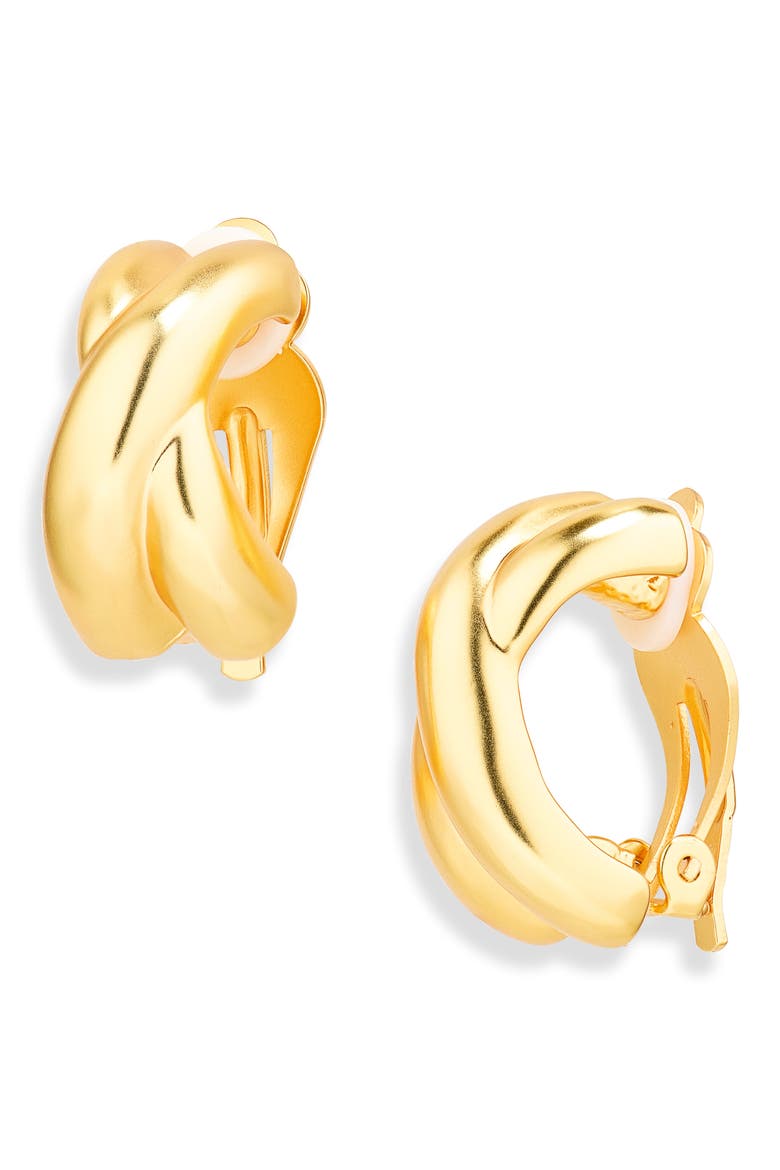 Crisscross Clip-On Earrings, Main, color, GOLD