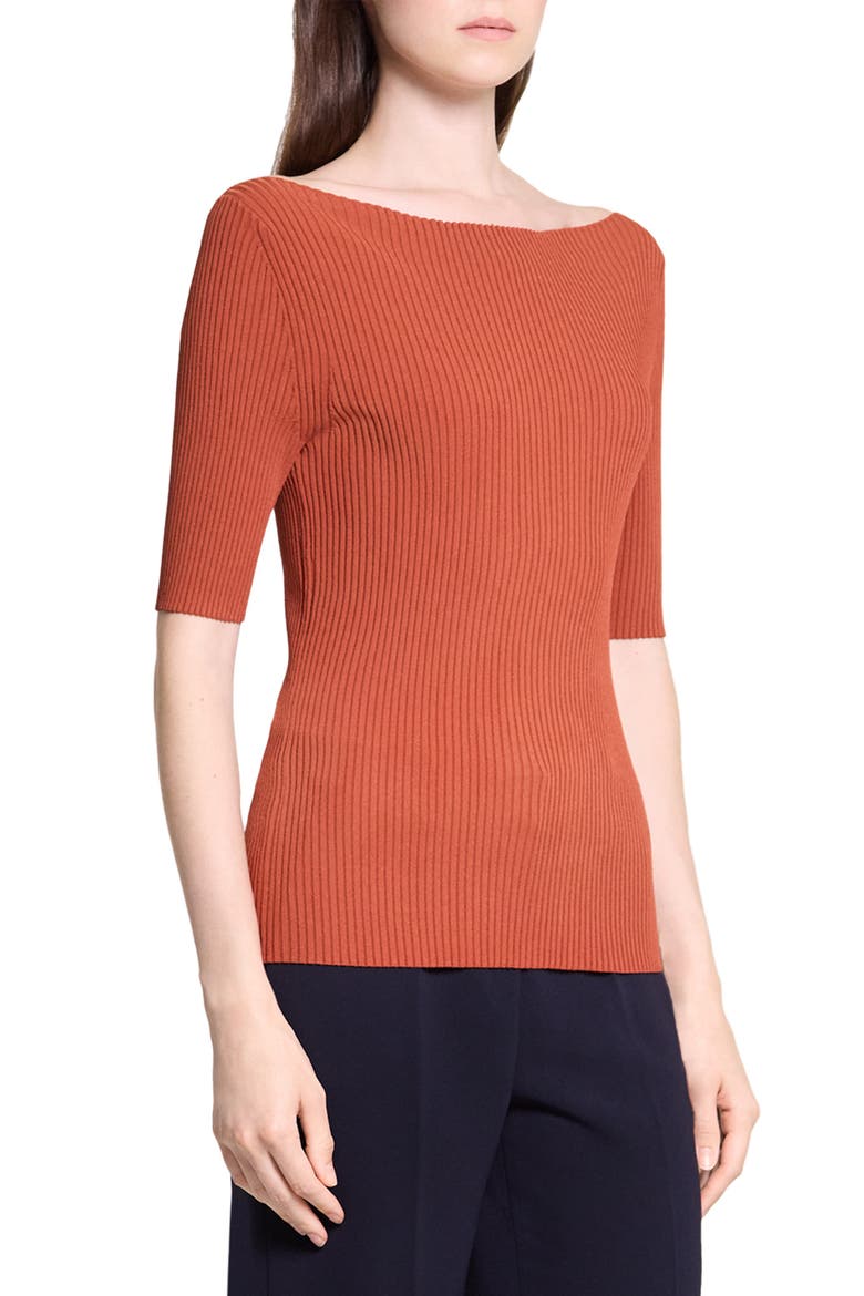 Rib Boatneck Top, Alternate, color, UMBER