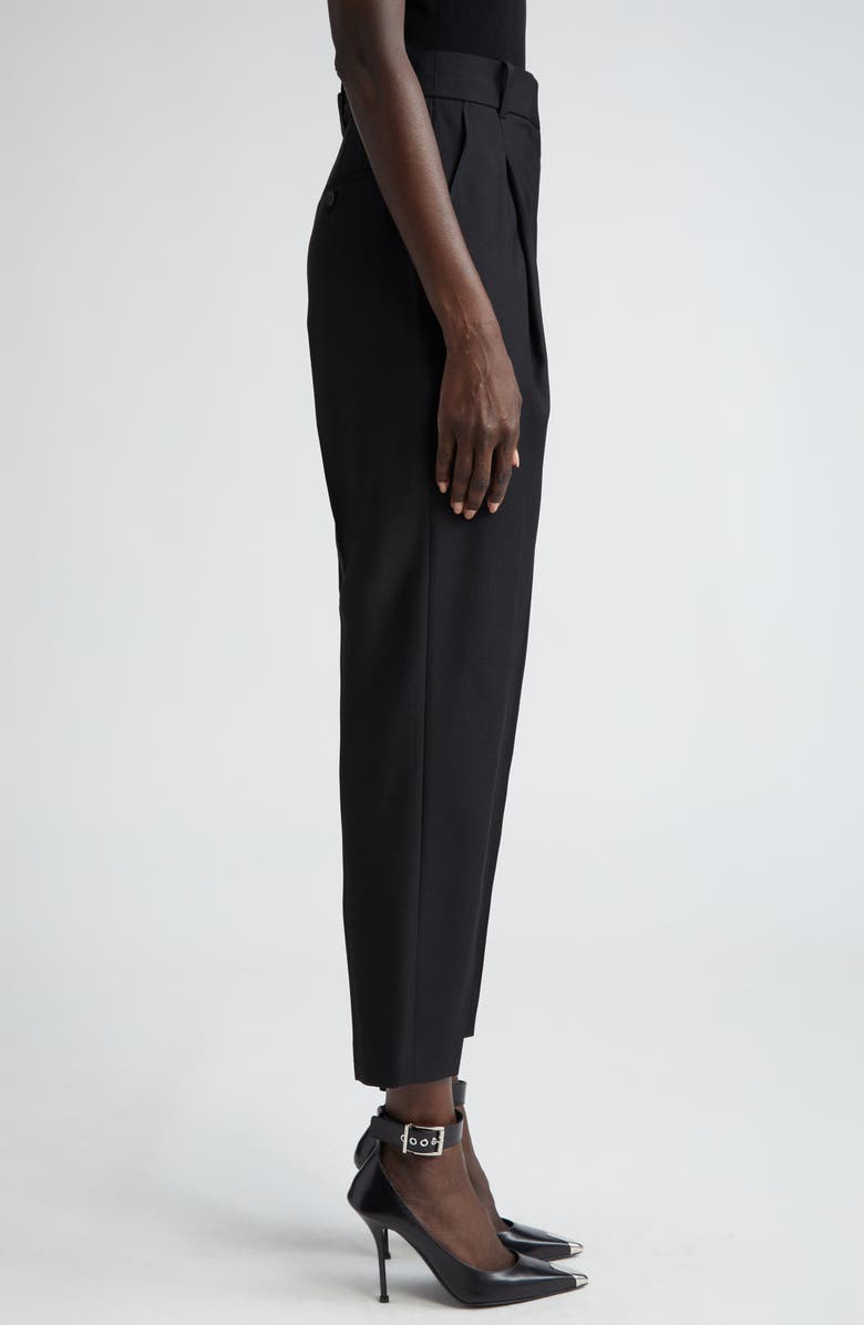 McQueen Pleated Slim Peg Wool Ankle Trousers, Alternate, color, 