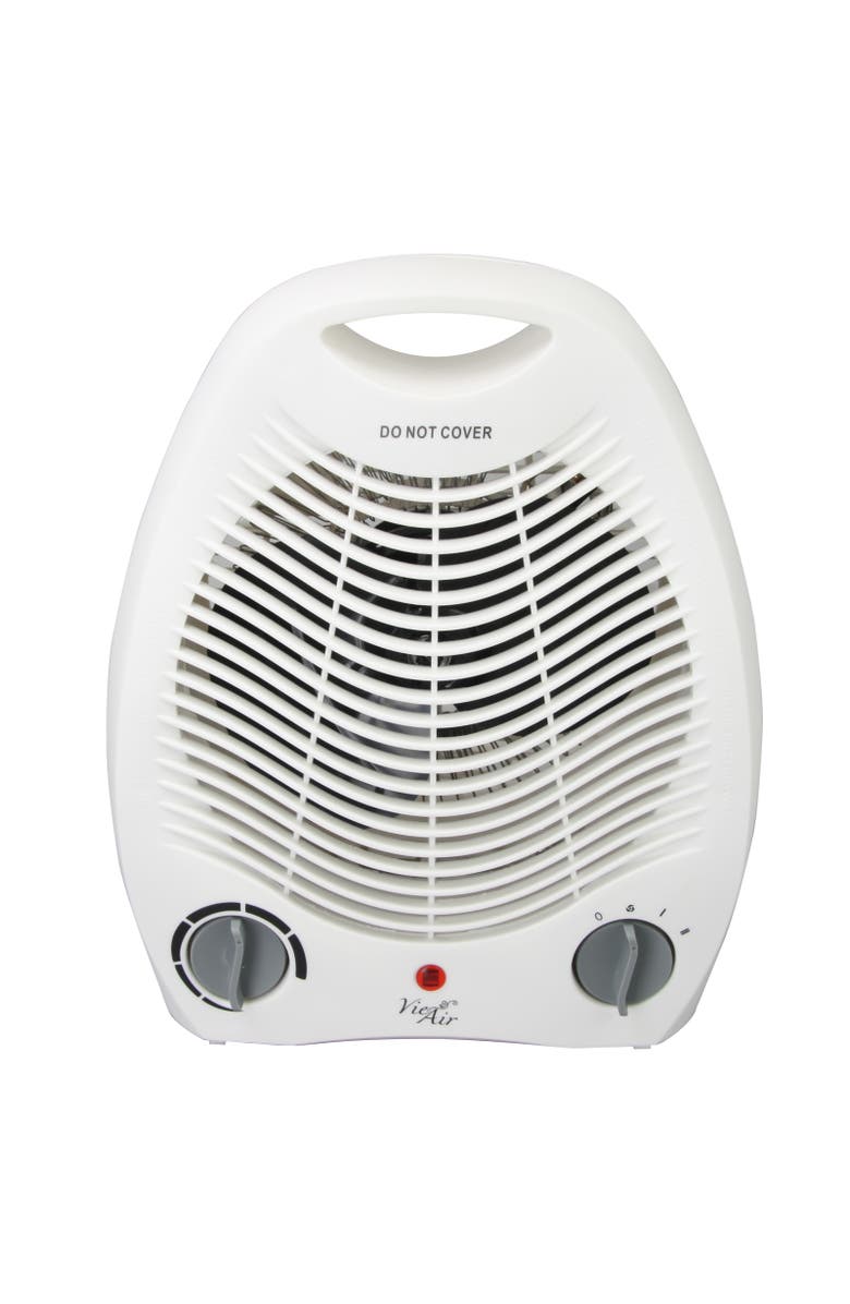 Vie Air 1500W Portable 2 Settings White Office Fan Heater with Adjustable Thermostat, Main, color, White