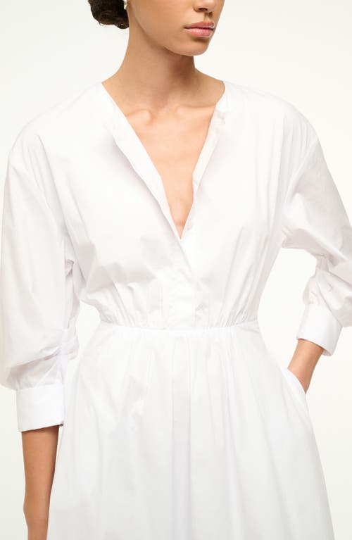 Staud Cafu Long Sleeve A-line Dress In White