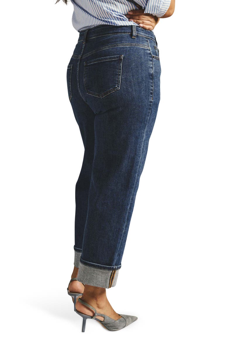 Stevie High Waist Cuffed Straight Leg Jeans, Alternate, color, ODEON BLUE