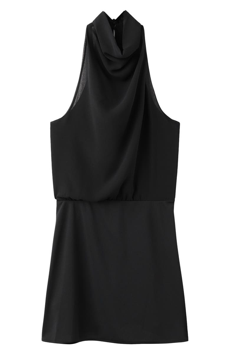 MANGO Tie Neck Minidress, Alternate, color, Black