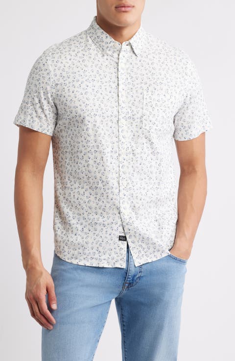 Carson Short Sleeve Stretch Linen Blend Button-Up Shirt