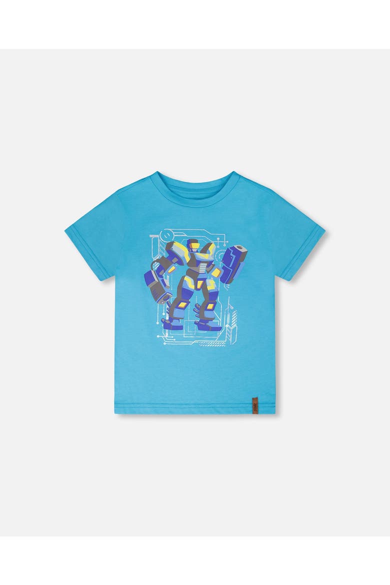 Organic Cotton Jersey Chest Graphic Short Sleeve T-Shirt, Main, color, Sky Blue