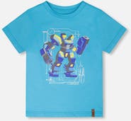 Deux par Deux Organic Cotton Jersey Chest Graphic Short Sleeve T-Shirt