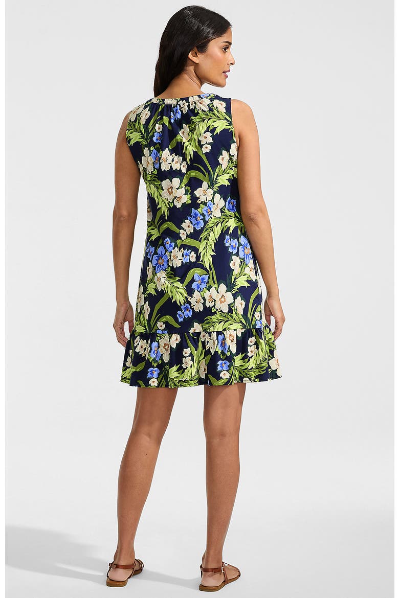 lands end cotton jersey notch neck dress Sleeveless Cotton Jersey Notch Neck Flounce Dress (Women)