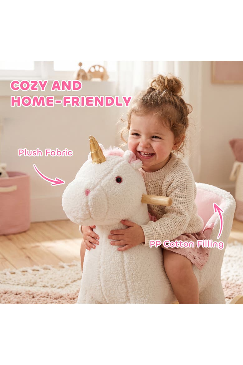 Unicorn Baby Rocking Horse with Sound & Seat Belt, 12-36 Months, White, Alternate, color, White