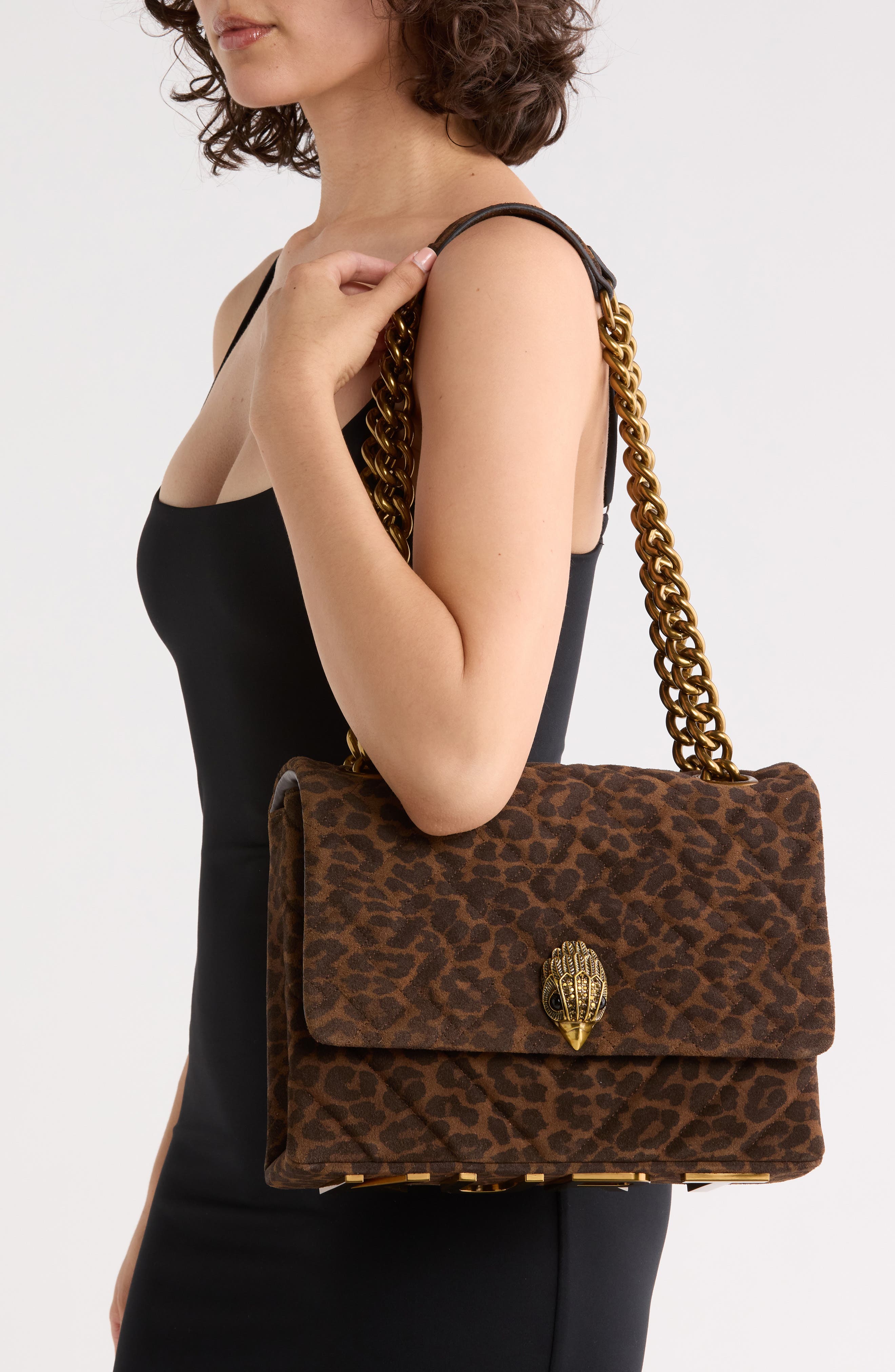 Kurt Geiger London Large Kensington Kurt Crossbody Bag, Alternate, color, Dark Brown Com