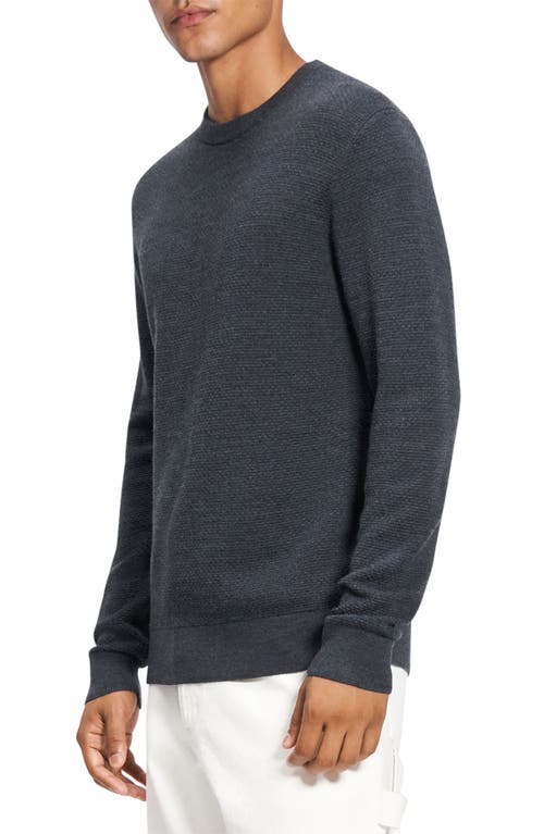 Theory Maden Textured Crewneck Sweater In Charcoal Melange