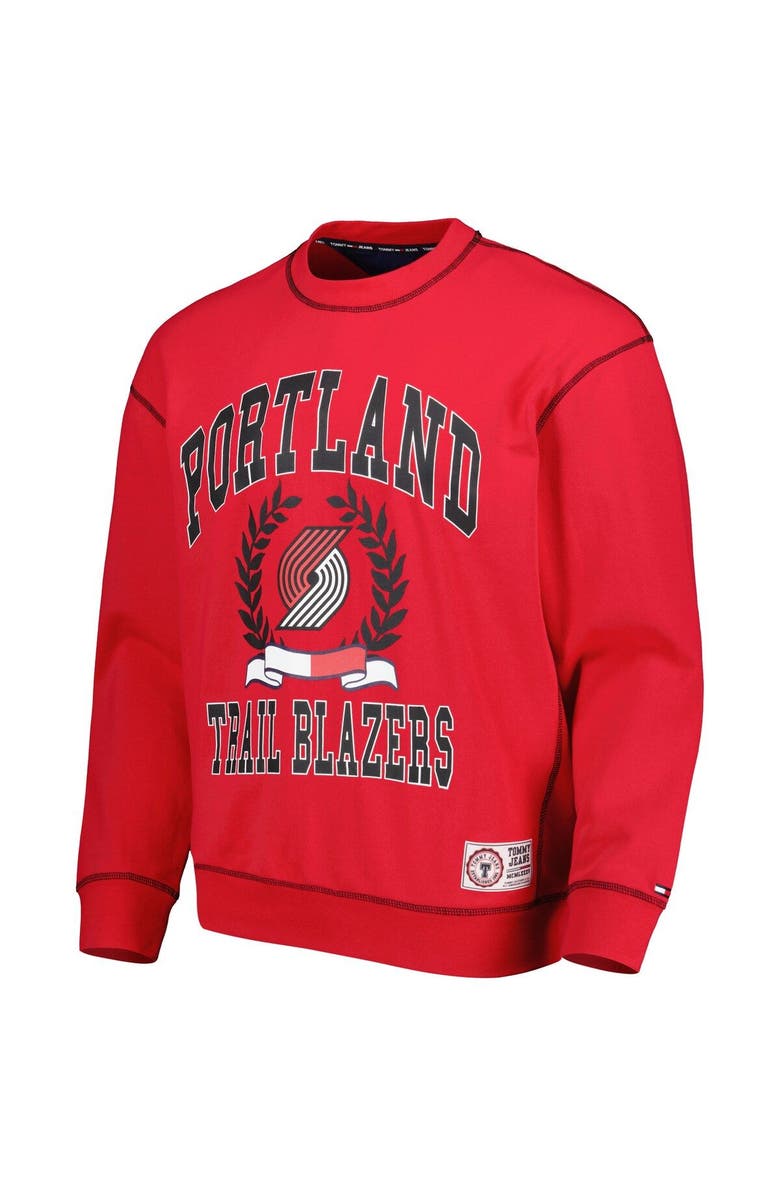 TOMMY JEANS Men's Tommy Jeans Red Portland Trail Blazers Peter French Terry Pullover Crew Sweatshirt, Alternate, color, 