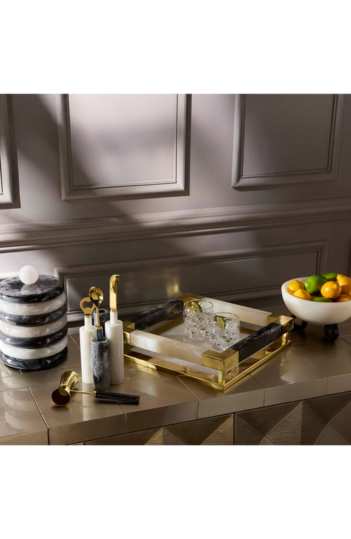 Jonathan Adler Como Barware Set In Black/white Marble