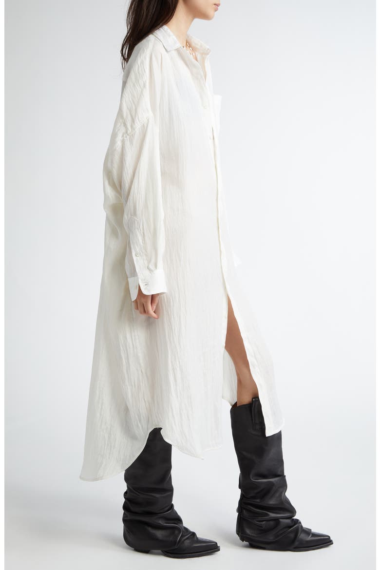 Jumbo Long Sleeve Shirtdress, Alternate, color, WHITE