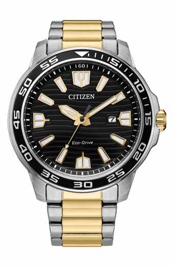 Citizen Eco Drive Three-Hand Quartz Stainless Steel Bracelet Watch, 45mm