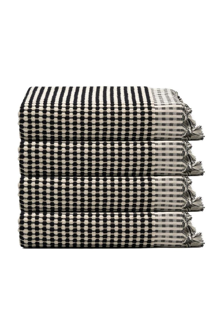 Dots Turkish Cotton Terry Hand Towel Bundle, Main, color, Black