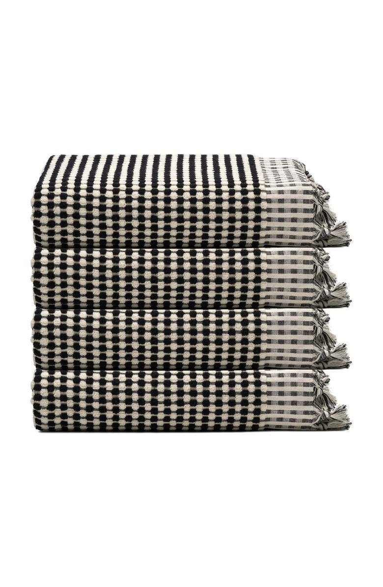 Oliviera Home Dots Turkish Cotton Terry Hand Towel Bundle, Main, color, Black