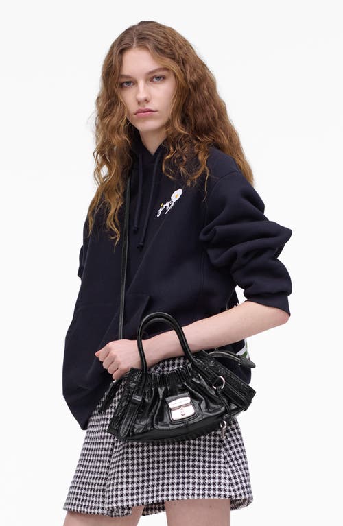 Marc Jacobs The Croc Embossed Cristina Small Satchel In Black