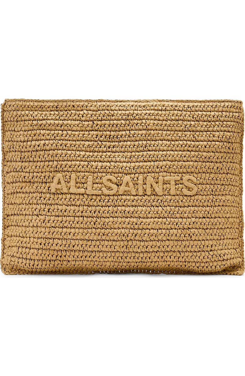 AllSaints Large Bettina Woven Clutch, Main, color, Biscuit Brown