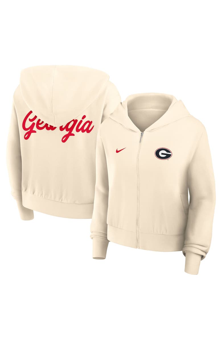 Nike Women's Nike Cream Georgia Bulldogs Cropped Chill Full-Zip Hoodie, Alternate, color, Cream