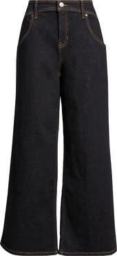 CITY BLUES Curve Yoke Wide Leg Ankle Jeans