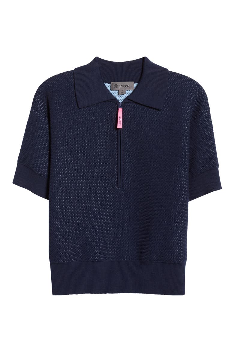 Merino Wool Blend Short Sleeve Quarter Zip Golf Sweater, Alternate, color, TWILIGHT