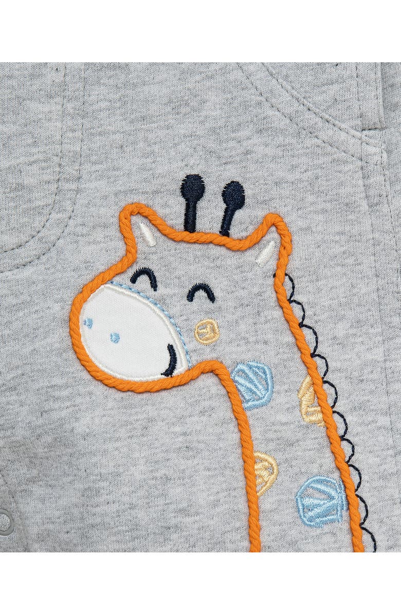 Little Me Stripe T-Shirt & Giraffe Shortall Set, Alternate, color, Grey