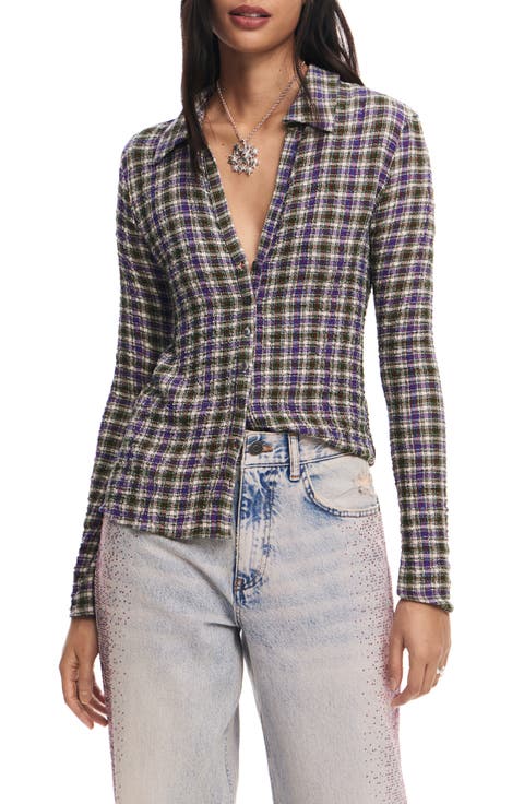 Women's V-Neck Plaid Tops | Nordstrom