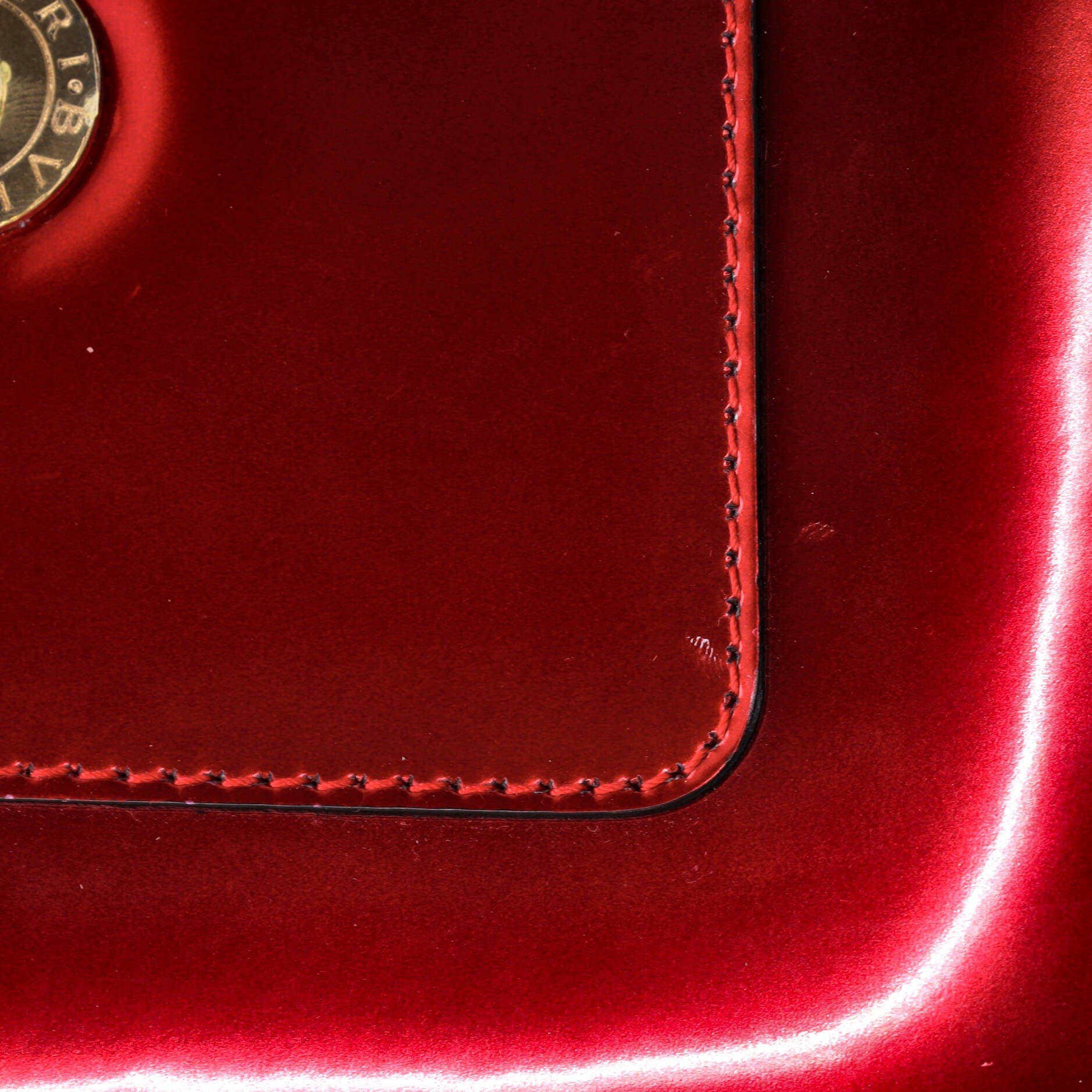 Serpenti Top Handle Bag Patent Small, Alternate, color, Red