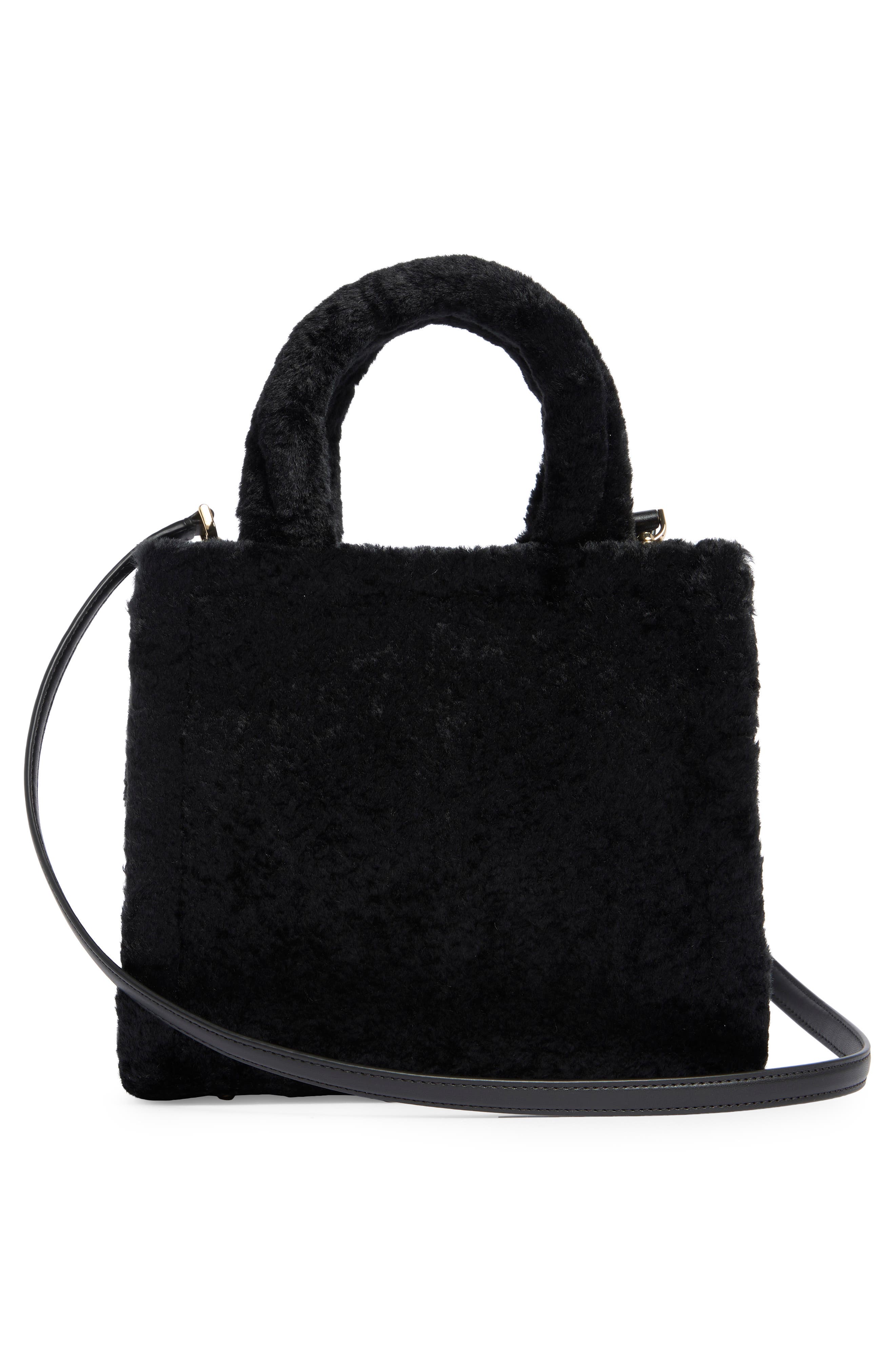 Kate Spade New York ellie faux fur small tote bag, Alternate, color, Black