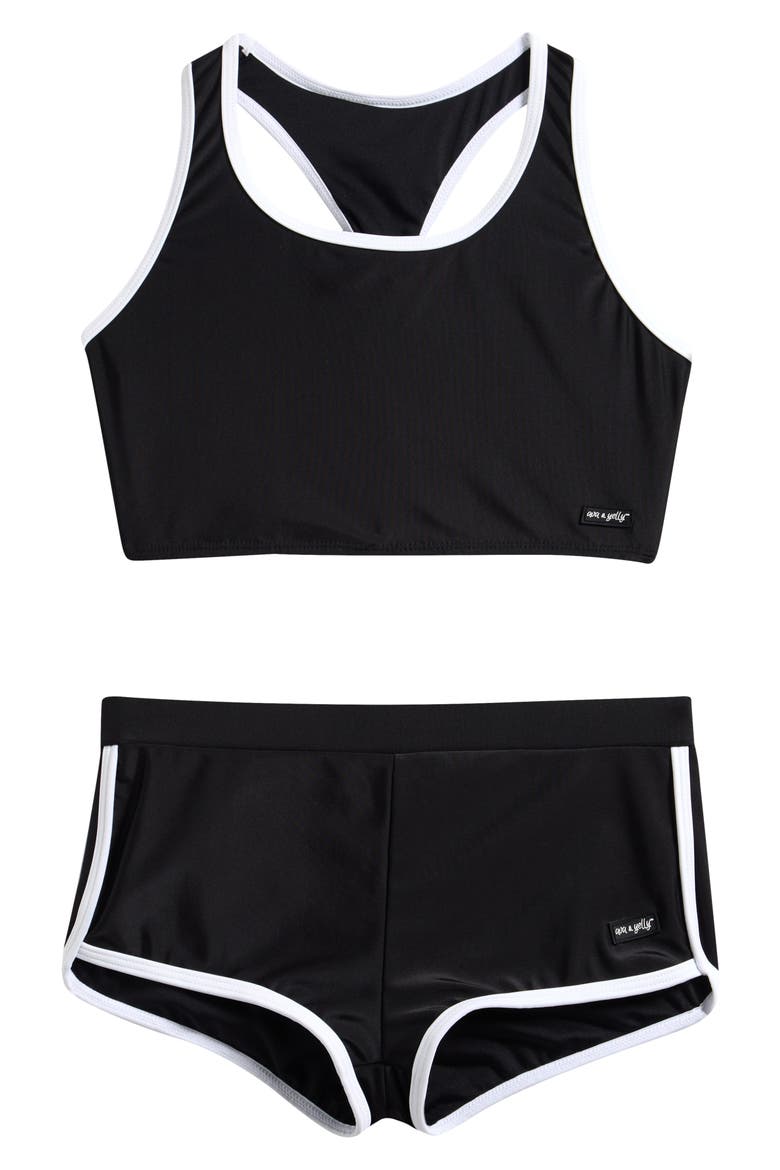 Kids' Two-Piece Swimsuit, Main, color, BLACK