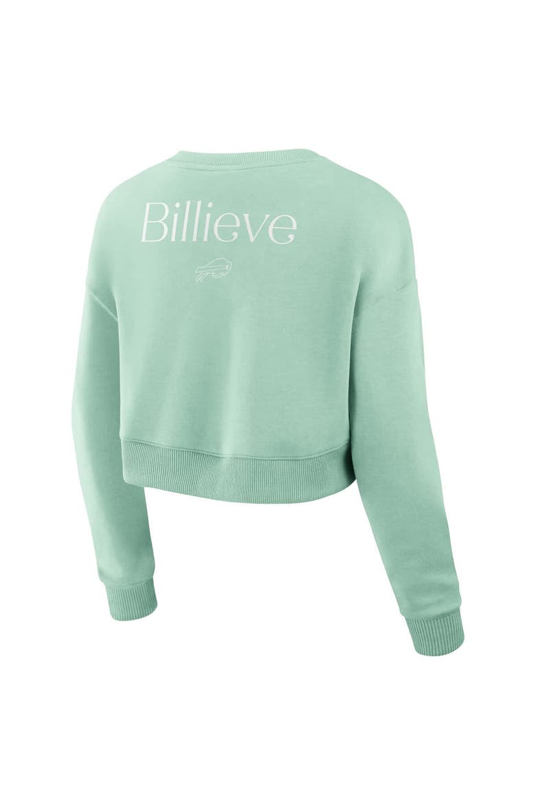 Women's Fanatics Mint Buffalo Bills Studio Tri-Blend Cropped Pullover Sweatshirt, Alternate, color, Mint