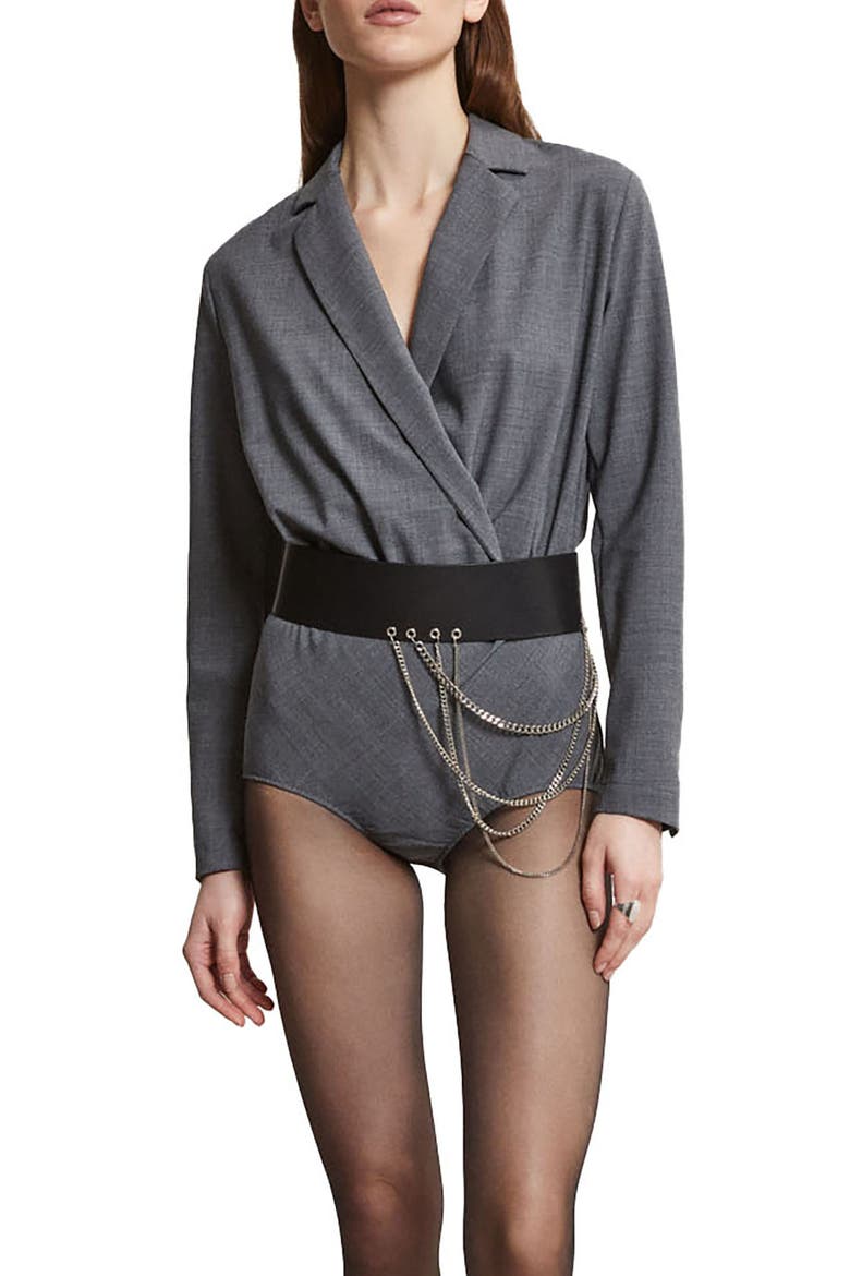 Body With Criss-Cross Neckline, Main, color, Grey