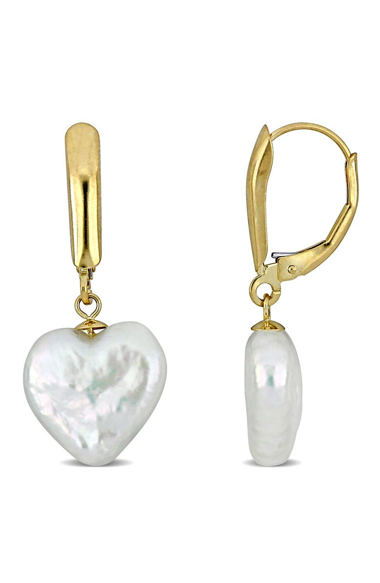 Julianna B. Cultured Pearl Heart Drop Earrings 14k, Main, color, 